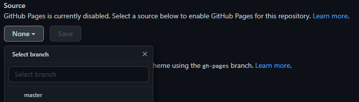 select a source branch